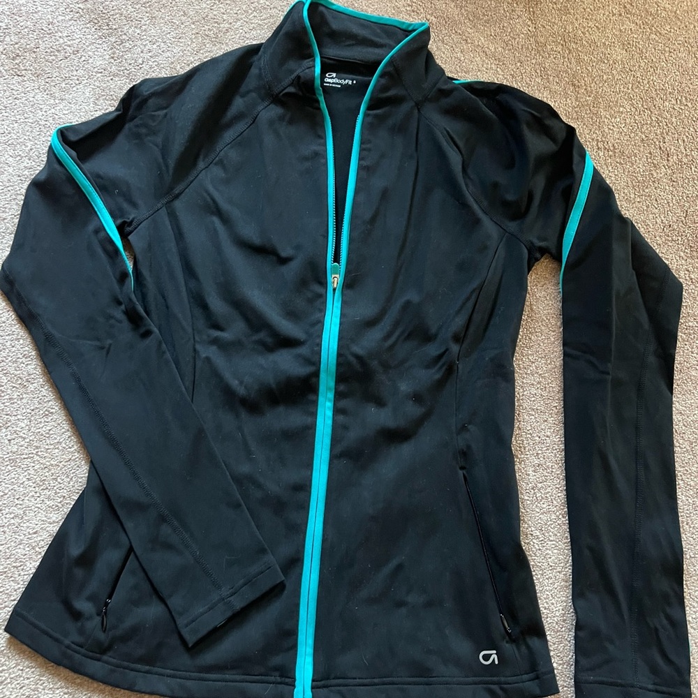 Gap Fit black zip up jacket, size small